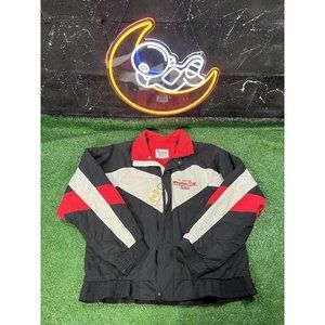 Winston Cup Series NASCAR Racing White/Black/Red Full Zip Up Mens Jacket Sz LG‎